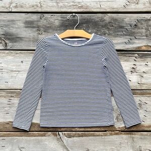 H&M Organic Cotton Navy White Striped Long Sleeve Tee Girls’ Size 6-8Y